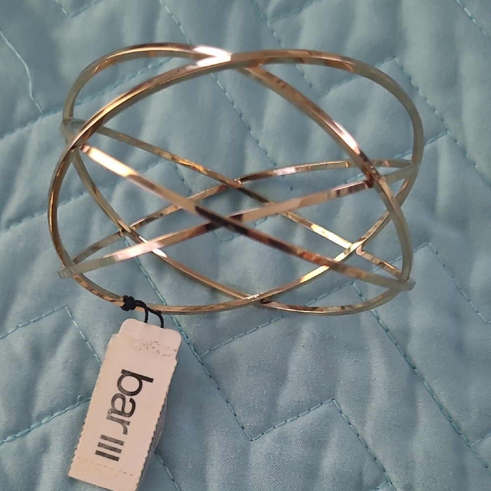 Bar III Gold Tone Crisscross Cuff Bracelet